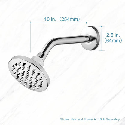 OFFO Shower Arm with Flange, 10 in Wall Mount Replacement Angle Shower Head Arm Wall-Mounted For Fixed Shower Head & Handheld Showerhead, Chrome