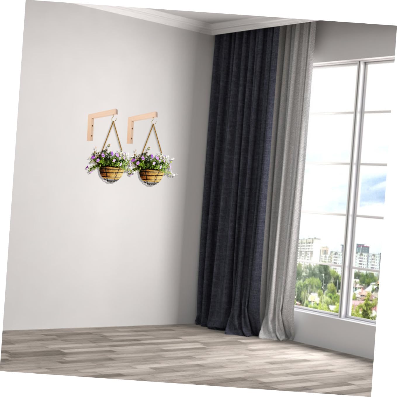 Toyvian 2pcs Wooden Plant Hook Wall Brackets for Hanging Flower Baskets Bird Feeders Wind Chimes Outdoor Garden Décor