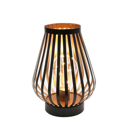 JHY DESIGN Metal Cage LED Lantern 8.7''H Battery Powered Cordless Accent Light with LED Edison Style Bulb Great for Weddings Parties Patio Events Indoors Outdoors Christmas Decorations
