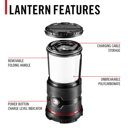 COAST EAL30R 1000 Lumen Rechargeable Emergency Camping Lantern with Warm, Day, Red & Red Flashing Mode, Foldeable Handle, 15 Hours of Runtime
