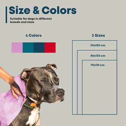 Extra Large Dog Towel for Big Dogs — 400 GSM Premium Microfiber, Fits Golden Retriever, Labrador, Bernese — Super Absorbent Quick Dry, Machine Washable (Purple, L)