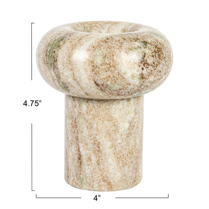 Round Marble Tealight Holder, Beige