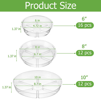 Gejoy 40 Pack Plant Saucers 6inch /8inch /10inch, Heavy Sturdy Plastic Plant Trays for Pots, Clear Drip Trays Water Catcher Flower Pot Saucers for Indoor Outdoor, Prevent Water Overflow