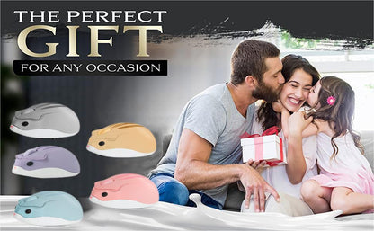 Wireless Mouse Cute Hamster Shape Less Noice Portable Mobile Optical 1200DPI USB Mice Cordless Mouse for PC Laptop Computer Notebook MacBook Kids Girl Boy Men Women Adults School Office Gift (Purple)