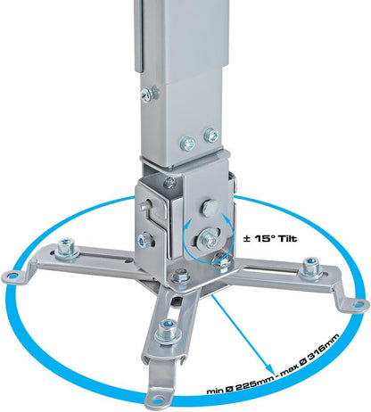 Cmple - Universal Adjustable Projector Ceiling Mount, Projector Bracket with Extendable Length for LCD/DLP Projectors - Max 44lbs (Silver)
