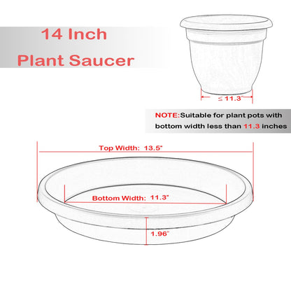 NIMYAU 2 Pack Plant Saucer 14 Inch, Durable Plant Trays for Pots, Plant Drip Trays, Plant Water Catcher Tray for Plants, Plastic Plant Saucers for Indoors no Holes