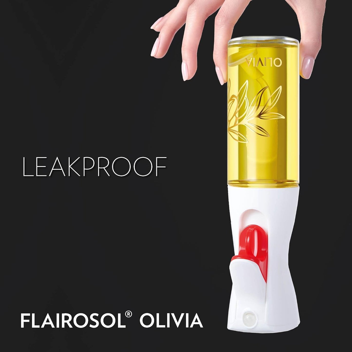 OLIVIA SIGNATURE Advanced Kitchen Oil Sprayer with Flairosol Technology, Fine Mist & Portion Control, Refillable Glass Olive Oil Cooking Spray Bottle for Air Fryer, Salad, BBQ, 130ml (Golden Leaves)