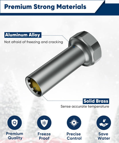 Mokeyder Outdoor Faucet Freeze Protection Valve, Freeze Proof Faucet Cover for Winter, Frost Proof Auto Temperature Control for Garden, Lawn & Yard Spigot, Grey, 1 Pack