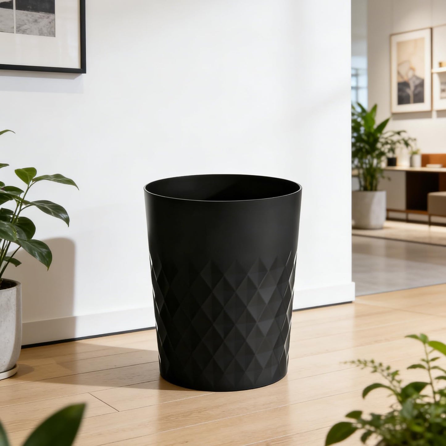 HOLTPHILI Bathroom Trash Can 1.8 Gallon Garbage Can Waste Basket Recycling Bin for Dorms Bedrooms Offices Kitchens, 2 Pack Black