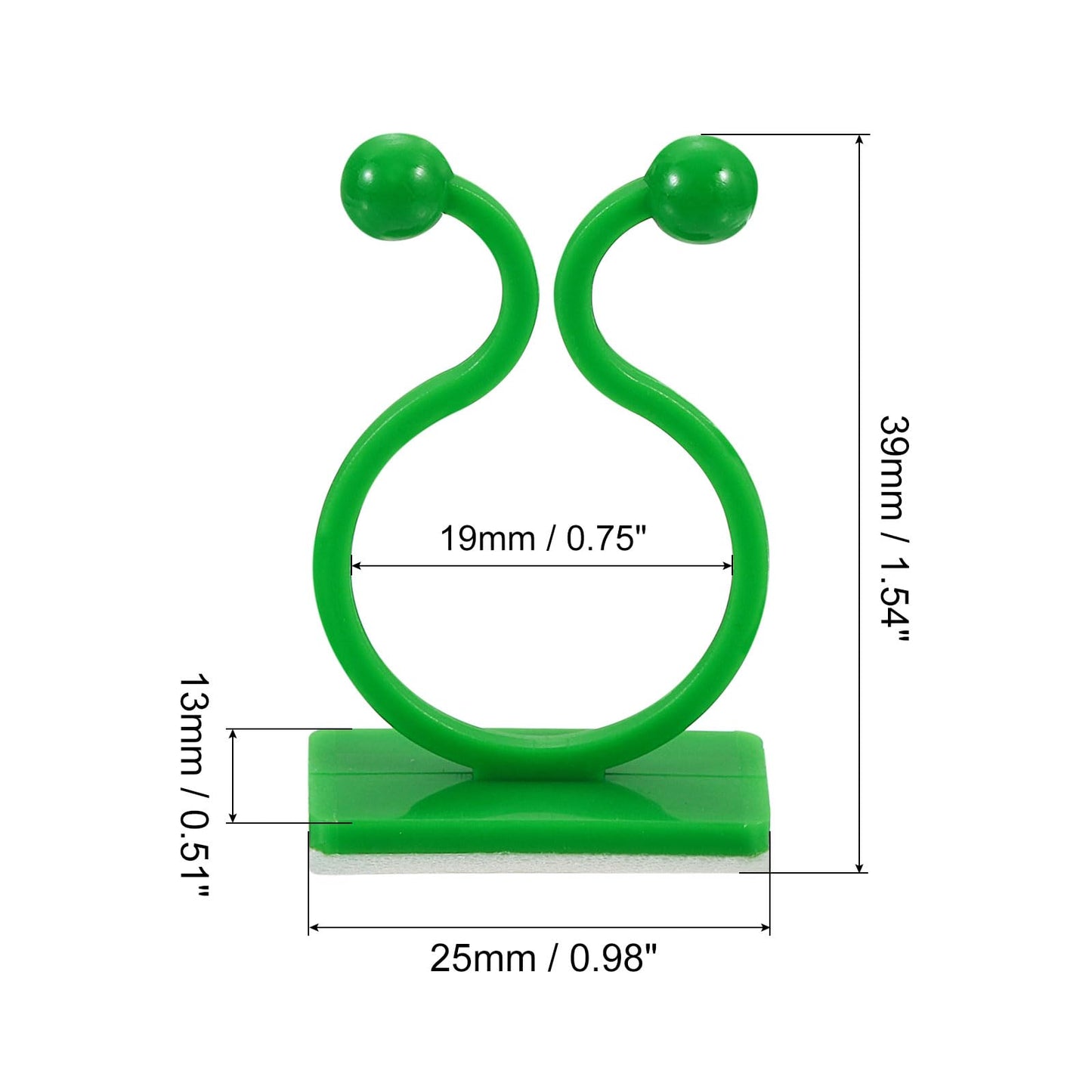 uxcell 100Pcs Plant Climbing Wall Fixture Clips, Plant Fixer Self-Adhesive Hooks Wire Fixing Supporting for Indoor Outdoor Decoration and Cable Wire Fixing (Green, 19mm/0.75")