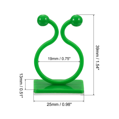 uxcell 100Pcs Plant Climbing Wall Fixture Clips, Plant Fixer Self-Adhesive Hooks Wire Fixing Supporting for Indoor Outdoor Decoration and Cable Wire Fixing (Green, 19mm/0.75")