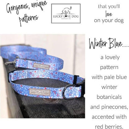 Lucky Love Dog Martingale Dog Collar - Adjustable, No-Slip, Durable, & Soft Webbing Collar for Male and Female Dogs Ideal for Training & Walking - Winterblue, Small