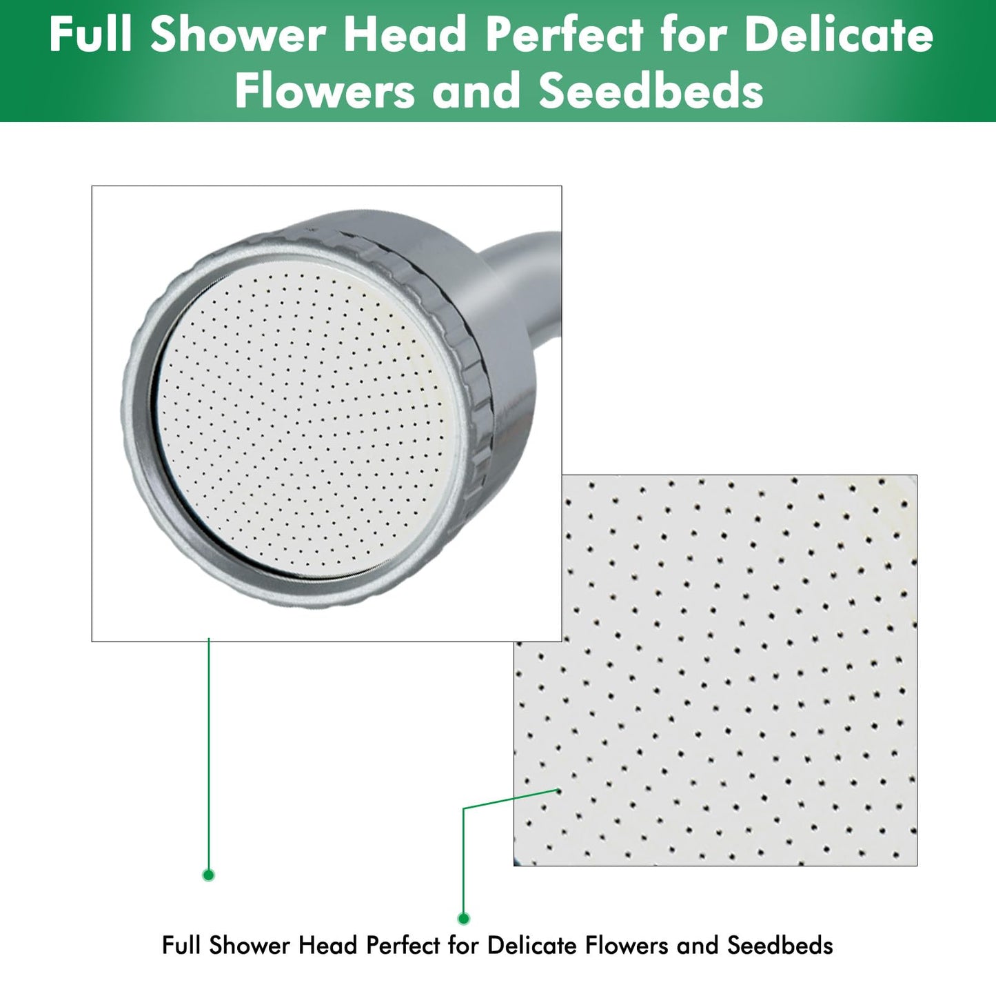 RESTMO Long Watering Wand, 24 Inches Gentle Soft Full Shower Sprayer Wand with Flow Control, Heavy Duty Metal Hose Wand for Hanging Baskets, Shrubs, Plants, Flowers, Garden and Lawn