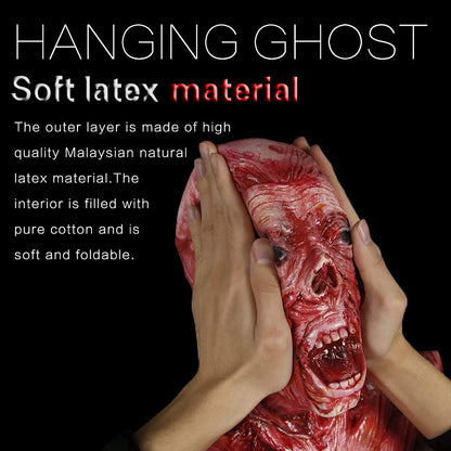 MOLEZU Hanging Torso Severed Skinned, Halloween Party Props Latex Limbless Hanging Half Body Corpse Haunted House Decorations 40x30x7 inches (A)
