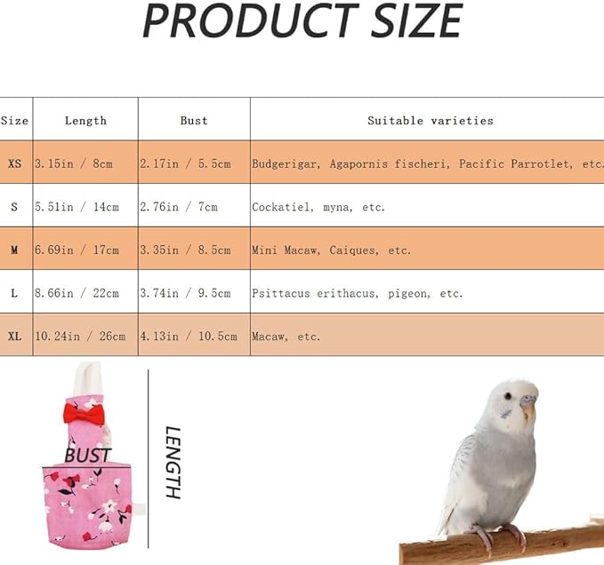 5pcs Bird Diaper Cute Printed Parrot Flight Suit Parrot Nappy Reusable Pigeon Pants Cockatiel Clothes for Parakeet Mini Macaw Budgie Canary for Indoor Outdoor - color1 M