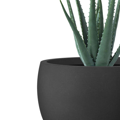Kante 14 Inch Dia Round Concrete Planter, Indoor Outdoor Large Plant Pot with Drainage Hole and Rubber Plug for Home Patio Garden, Black