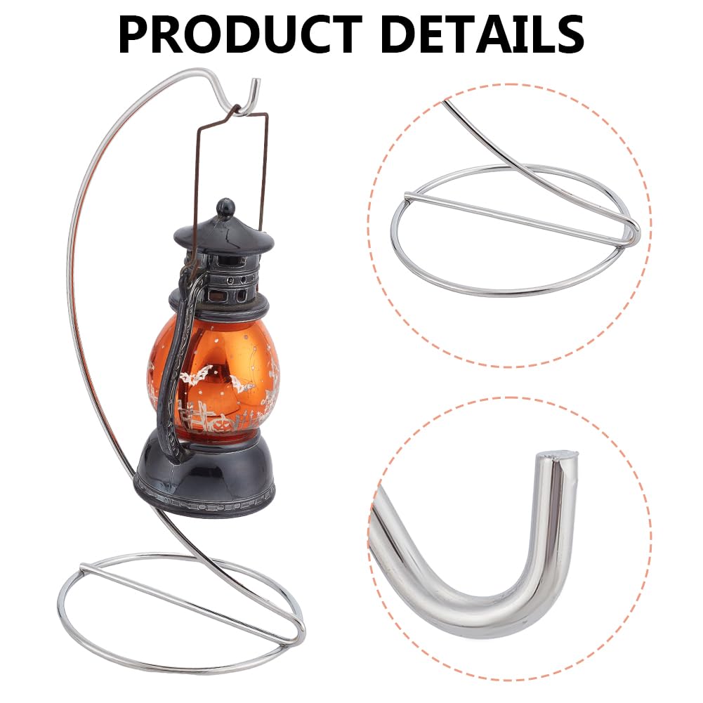 DELORIGIN 6pcs Ornament Display Stand Hanger Holder Glass Globe Iron Wire Stand Hanging Hook Rack for Christmas Lanterns Hanging Air Plant Terrarium Witch Ball Decor DIY Art Craft Display(Silver)