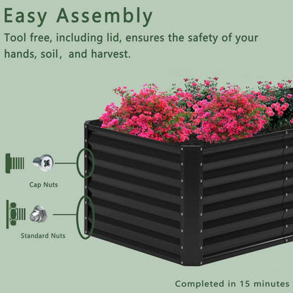 Nedenyou 6x2x2FT Galvanized Raised Garden Bed,Planter Raised Beds-Metal Garden Box,Large Plant for Outdoor Planting, Vegetables Bed，Flower,herb-Black