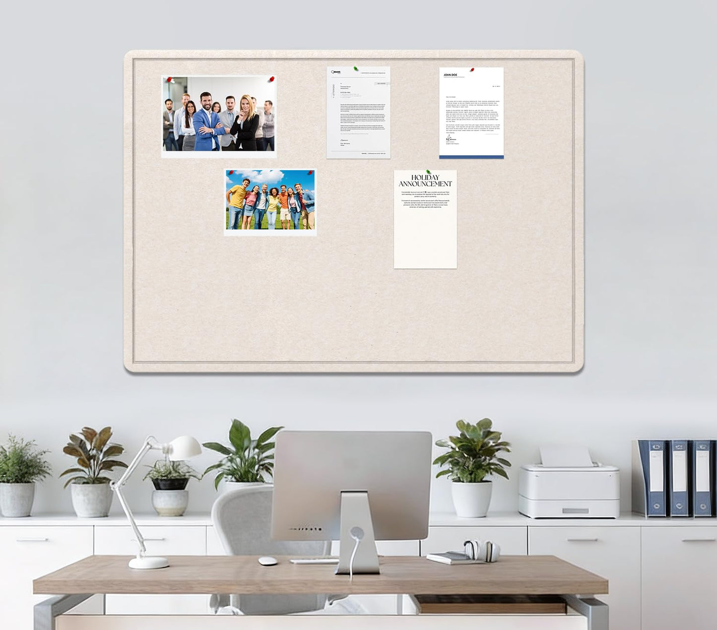 Large Cork Bulletin Board - 60 X 36 Inches With 30 Pushpins, 5' x 3' Pin Board for Walls, Self-Adhesive Felt Vision Board, Foldable Photo Board - Oatmeal