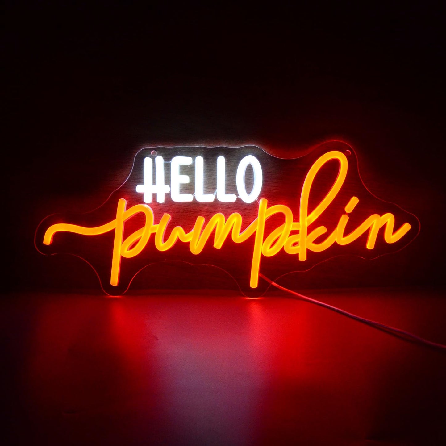 Hello Pumpkin Neon Light Sign Fall LED Wall Decor with Glowing Orange Pumpkin Neon Signs for Autumn Thanksgiving Halloween or Spooky Party Decoration - Home Bar Café Window Light
