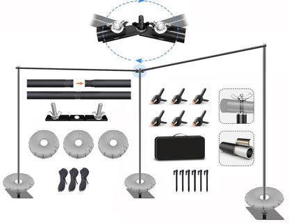 20x7.5ft Adjustable Backdrop Stand Support System Kit, Professional Photo Video Studio Background Stand with Adjustable Width & Height, for Studio, Wedding, Party, Outdoor Shooting