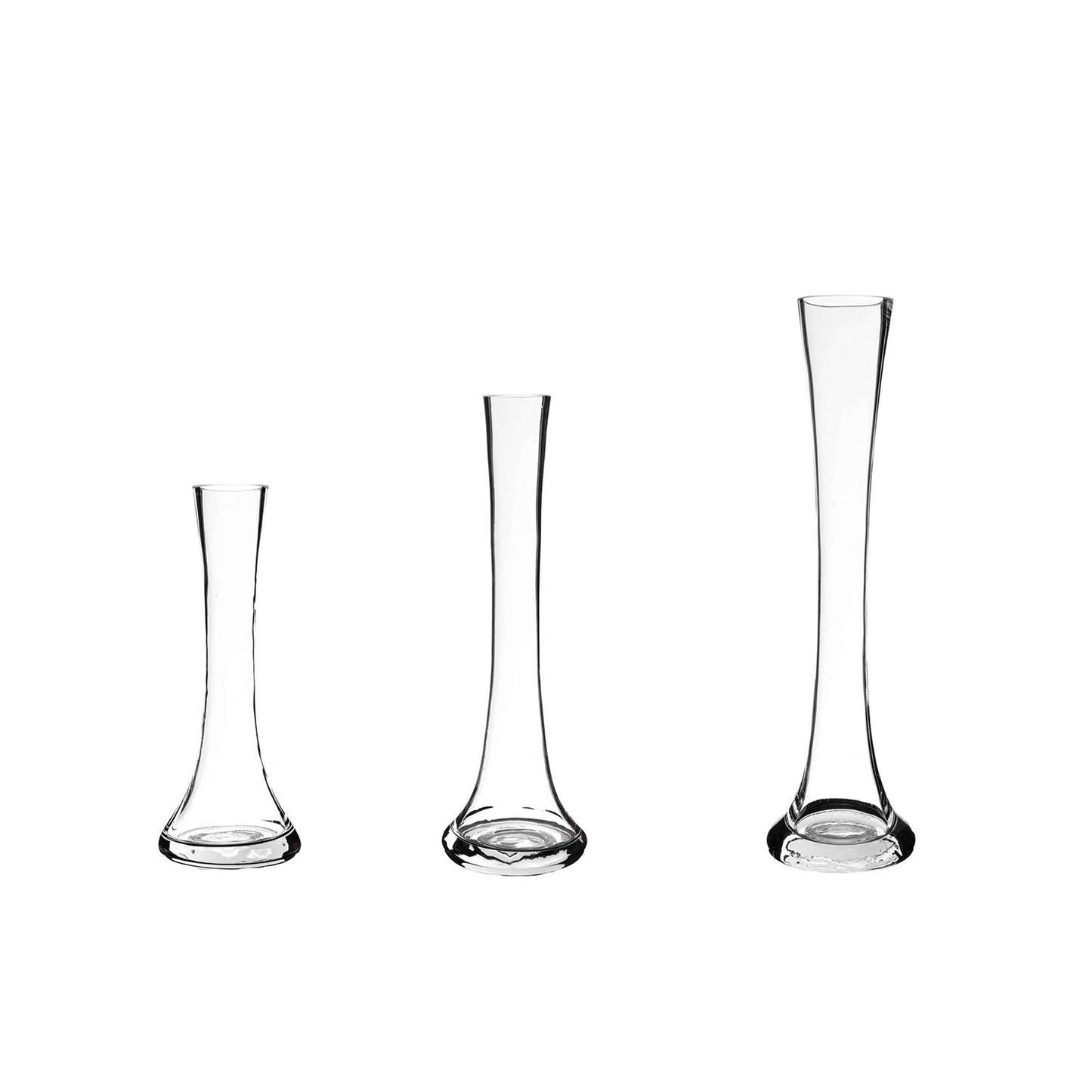 WGV Gathering Bud Vase, Width 3", Height 10", Clear Standard Concaved Hurricane Glass Floral Container Centerpiece Planter for Wedding Party Event Home Office Decor, 1 Piece