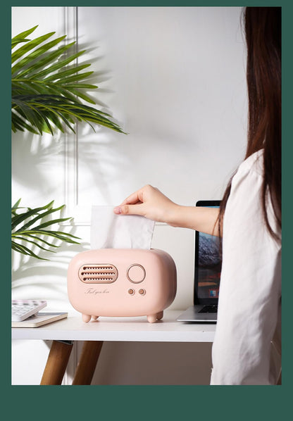 SGVAHY Retro Radio Shape Tissue Cover Box - Unique Multifunction Tissue Box for Kitchen, Bedroom, Office, Parlor, Bathroom Decoration - Creative Gift (Retro Radio Pink)