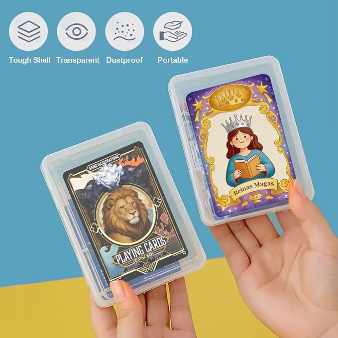 4PCS Game Card Storage Box, Clear Plastic UNO Card Case, High Capacity Card Holders for Playing Cards, Trading Cards, Business Card & More (NO Cards)