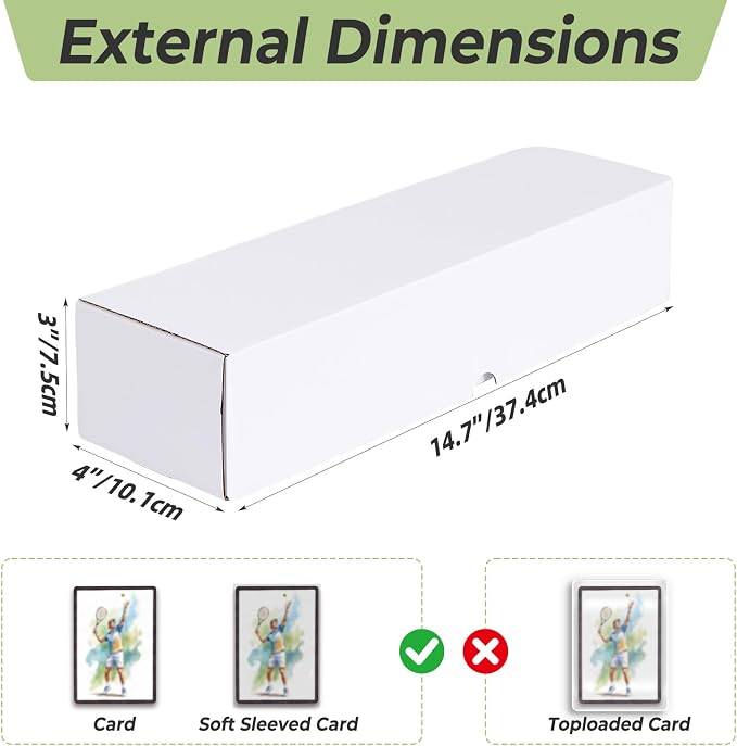PHAREGE 15 Pack Trading Card Storage Boxes White for 6000 Count 35pt Cards | Baseball Card Storage, Sport Card Shipping, Flat Bottom, Shape Well, Easy Fold, Easy Open, DIY Cardboard, Self-locking