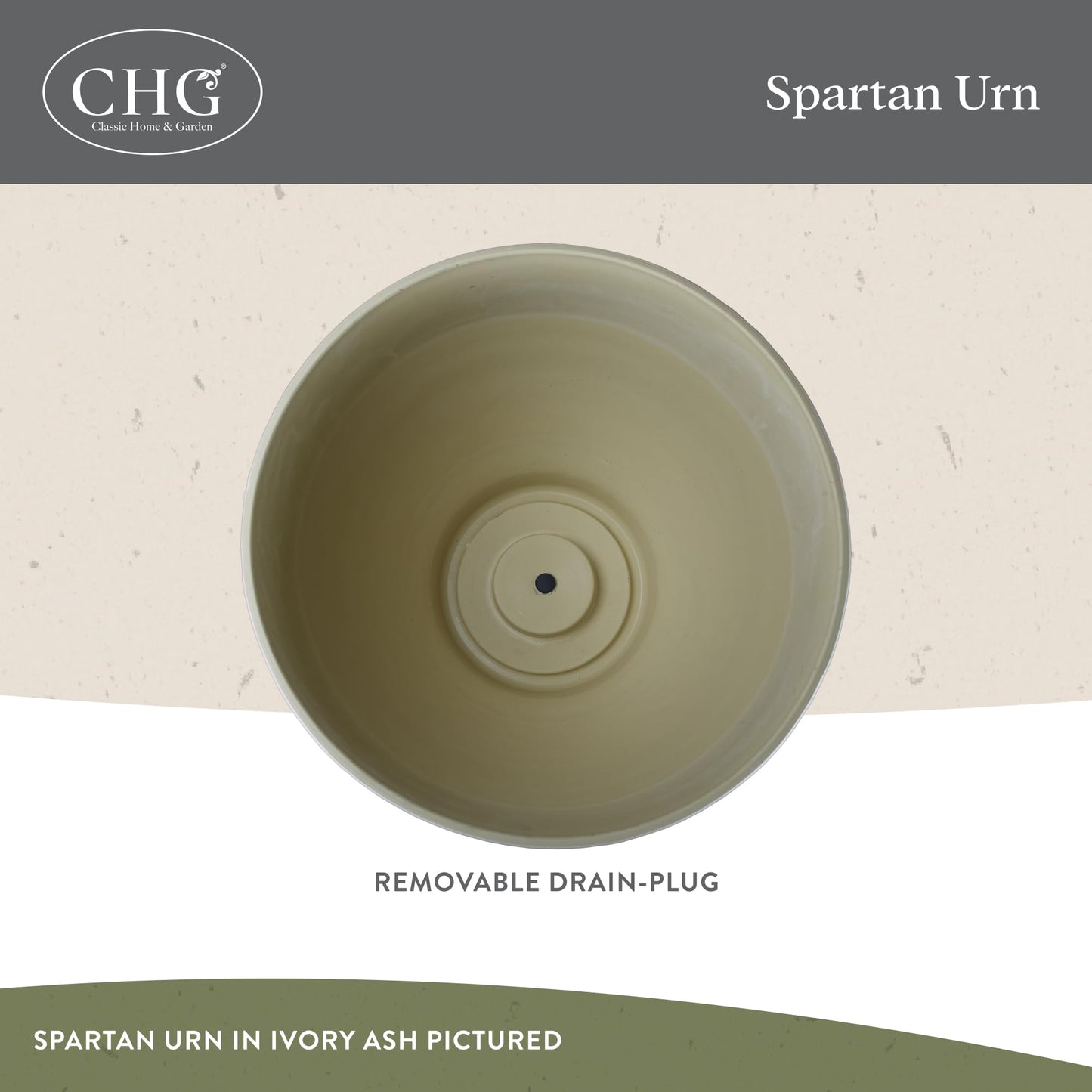 Classic Home and Garden Spartan Urn Planter - Timeless Plant Urn for Floral Displays - Durable Indoor & Outdoor Plastic Garden Planters (14”, Cast Iron)