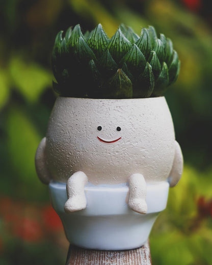 GaloTrek Smily Face Planter Pot Funny Toilet Plant Pots Cute Resin Flower Head Planters Succulent Pots for Indoor Outdoor Plants Unique Bathroom Planter with Drainage Hole (Small)