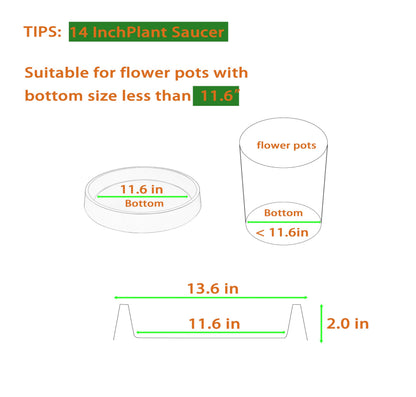 Bleuhome Plant Saucer Tray for Ceramic Plastic Pots, 14 inch Plant Saucers for Indoors, Pot Saucers Trays, Bird Bath Bowls, Flower Planter Water Drip Trays for Pots Base (14", Black)