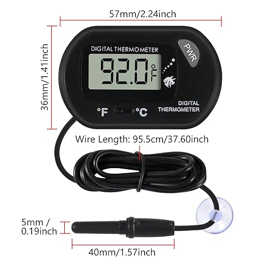 6Pcs Aquarium Thermometer Fish Tank Thermometer Reptile Fahrenheit Terrarium Water Temperature Indicator Test Digital with LCD Display Fahrenheit/Celsius