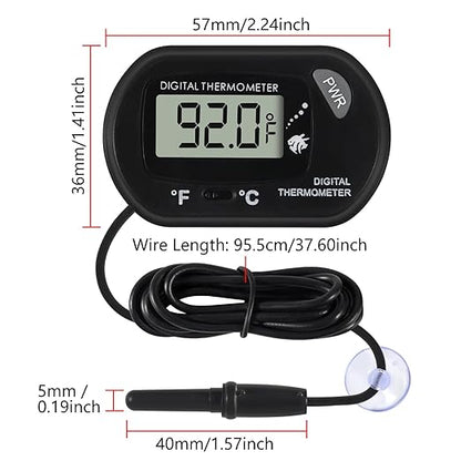 10Pcs Aquarium Thermometer Fish Tank Thermometer Reptile Terrarium Water Test Digital with LCD Display Fahrenheit/Celsius(℉/℃)