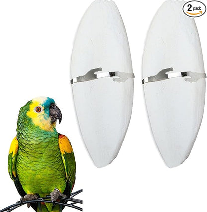 2 Pack Big Cuttlebones for Birds Parakeets Cockatiels African Greys All Parrots Tortoise Snails Animals, 6.3-6.5inch Large Cuttlefish Bones with Holder for Bird Cage