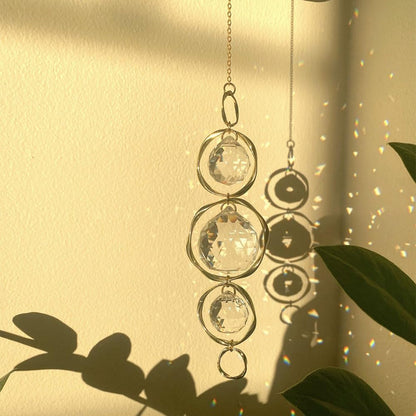 2 Pcs Crystal Suncatcher Wind Chimes for Outside,Crystal Suncatcher Prisms Hanging Outdoor Wind Chimes,Sun Catcher Hanging Crystals for Windows,Suncatchers Wind Chime Garden Decor Wedding Decoration