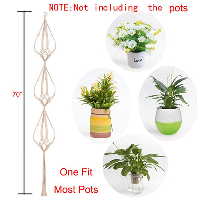 ELANE 2PCS 3-Tier 70" Macrame Plant Hangers Basket Plant Hanger Indoor Outdoor Hanging Plant Holder for Stand Flower Pots Decorations