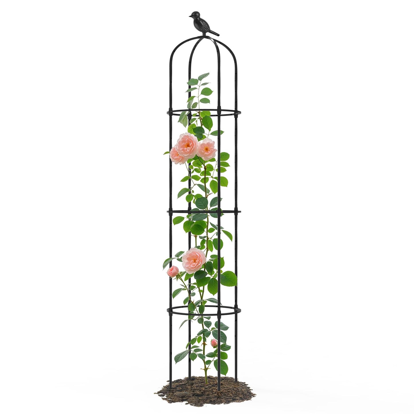 Trellume Garden Obelisk Trellis for Climbing Plants Outdoor - 69"(H), Rustproof Trellis with Adjustable Rings, Metal Plant Support for Potted Vines, Garden Trellis Use for Outdoor or Indoor(1 Pack)
