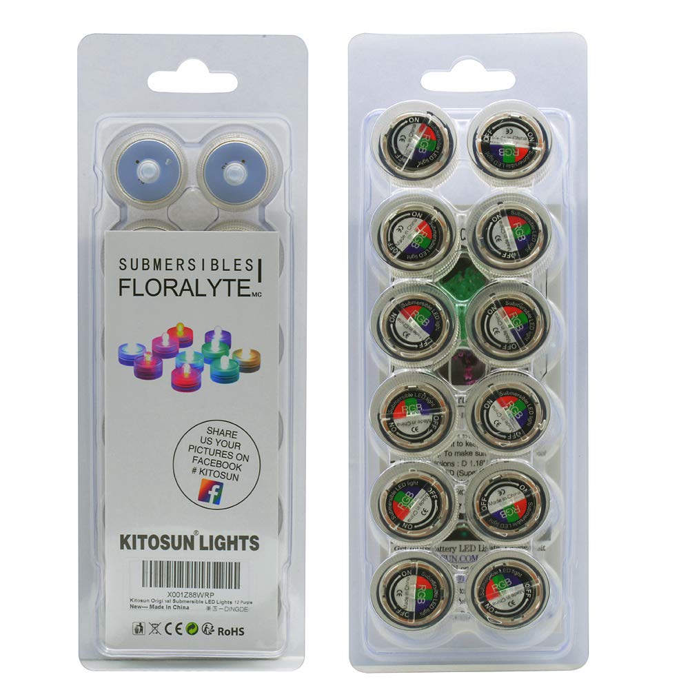 KITOSUN Submersible LED Lights cr2032 Battery Powered Underwater Waterproof LED Tea Light Candles for Events Wedding Centerpieces Vase Floral Xmas Holidays Home Decor Lighting(Pack of 12) (Orange)