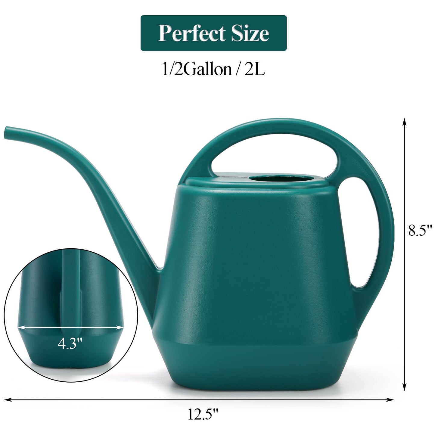 Fasmov Watering Can, 1/2 Gallon Plastic Watering Cans with Comfortable Handle, Small Garden Watering Cans Long Spout for Indoor Outdoor Watering Plants, Green