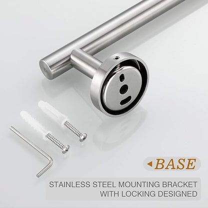 USHOWER Brushed Nickel Towel Bar, 24-Inch Towel Rack for Bathroom Wall Mounted, Thicken SUS304 Stainless Steel Towel Rod Modern Home Decor (Total Length 26-Inch)