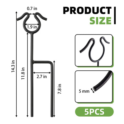 U0U 5 Pack Garden Hose Guide Spike,14Inch Metal Hose Guides for Garden,Heavy Duty Hose Guide Stakes for Keeps Garden Hose Out of Flower Beds and Plant Protection (5, Black)