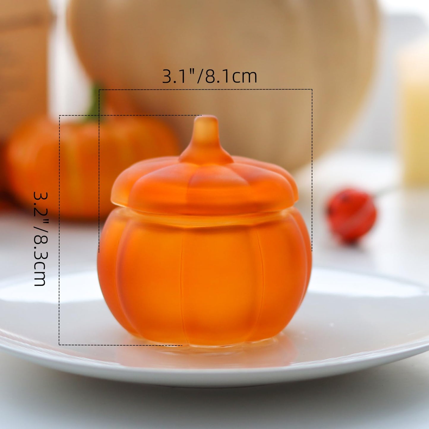 SYFURNIX Pumpkin Candle Jar for Making Candles, 4PCS Orange Glass Candle Jars with Lids, Small Candle Containers for DIY Candle Gifts Halloween Fall Thanksgiving Table Decorations