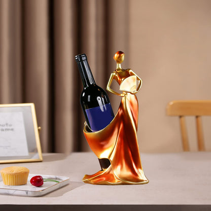Artpaul Wine Bottle Holder Beauty Lady Statue Wine Bottle Stand Lady Wine Rack Decoration Wine Cork Holder Decor Wine Decor for Kitchen Bar (Red)