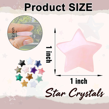 DUQGUHO Star Crystals and Healing Stones 1 inch Star Crystal Ornaments Set Energy Balancing Gemstones Meditation Polished Stone Christmas Ornaments Crystal Gifts for Women 12PCS