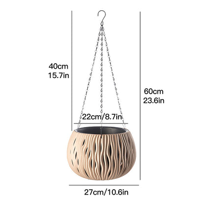 POTRUWE Imitation Rattan Plant Hangers with Base | Indoor Decorative Hanging Plant Holder Hanging Plant Basket for Wall/Window/Room Decor (Plant Not Included) (Gray)