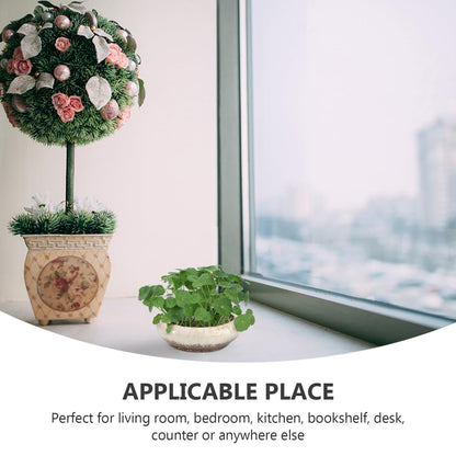 Kisangel Hydroponic Ceramic Flower Pot 7.28X7.28X2.28 Inch Creative Indoor Outdoor Planter for Succulents and Small Plants