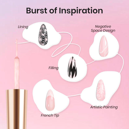 Beetles Nail Stamp, 4Pcs French Tip Tool Easy Manicure Nail Stamper Single Head Soft Silicone Long & Short French Tip Stamp Tool with 2Pcs Nail Scraper Decorations Gift for Women