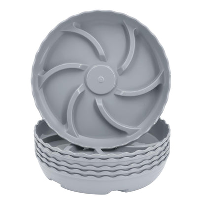 ittyfei 6 Pack 8 Inch Plant Trays for Pots, Raised Ridge Plant Saucers,6 10 12 14 Inch Durable Plastic Plant Pot Saucer,Gray Round Plant Water Catcher Tray for Indoors and Outdoors(Gray, 8‘’6pack)