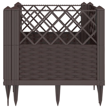 WRJENFSC Modular Raised Garden Planter Box Outdoor 17.1 Inch Square Brown Polypropylene Basketweave Planter for Flowers Herbs Vegetables on Patio Garden Terrace